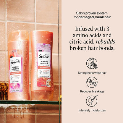 Suave Bonding Infusion Shampoo and Conditioner Set – Restorative Treatment for Dry, Damaged Hair, 12.6 fl oz Each Avelisse