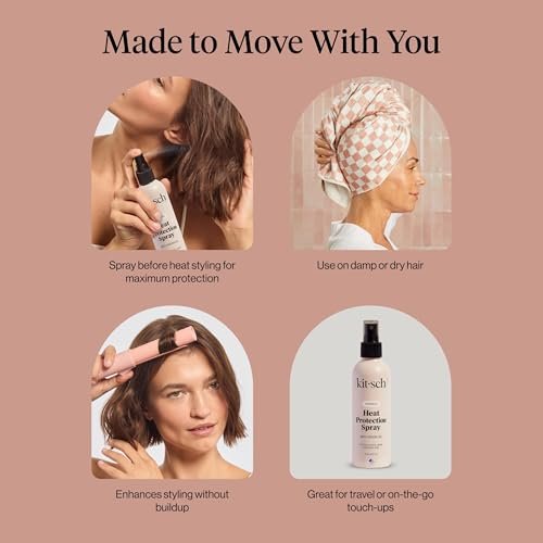 Kitsch Heat Protection Spray for Hair – Argan Oil Heat Protectant for Frizz Control, Shine & Damage Protection – 6.8 oz Avelisse