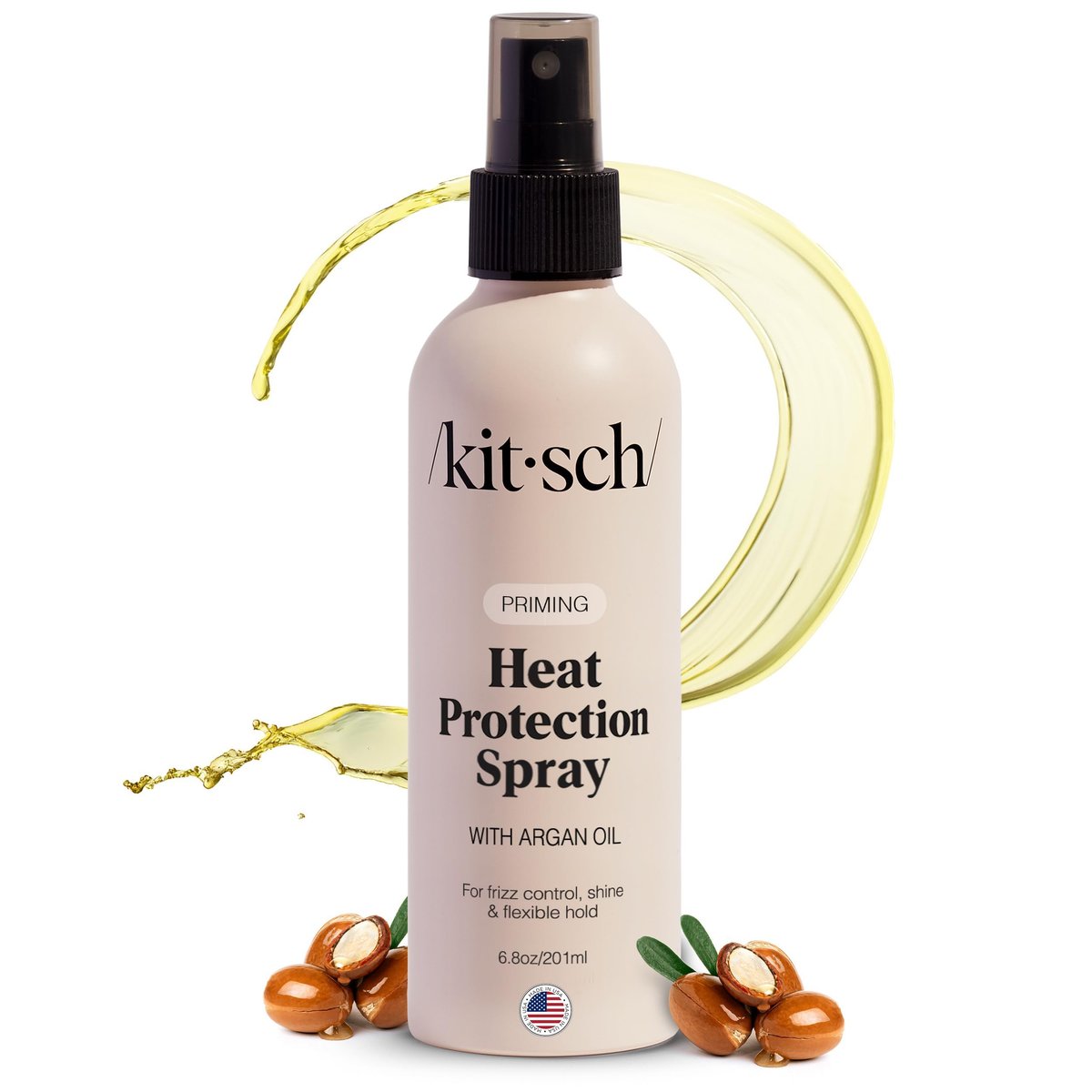 Kitsch Heat Protection Spray for Hair – Argan Oil Heat Protectant for Frizz Control, Shine & Damage Protection – 6.8 oz Avelisse