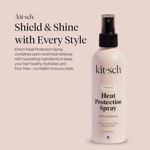Kitsch Heat Protection Spray for Hair – Argan Oil Heat Protectant for Frizz Control, Shine & Damage Protection – 6.8 oz Avelisse