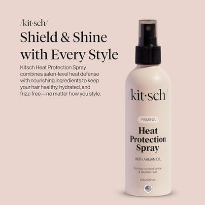 Kitsch Heat Protection Spray for Hair – Argan Oil Heat Protectant for Frizz Control, Shine & Damage Protection – 6.8 oz Avelisse