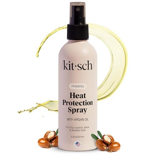 Kitsch Heat Protection Spray for Hair – Argan Oil Heat Protectant for Frizz Control, Shine & Damage Protection – 6.8 oz Avelisse