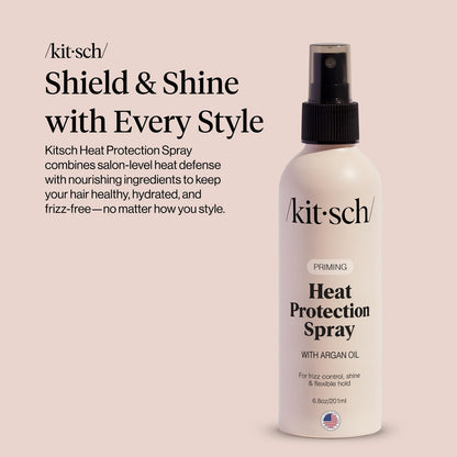 Kitsch Heat Protection Spray for Hair – Argan Oil Heat Protectant for Frizz Control, Shine & Damage Protection – 6.8 oz Avelisse