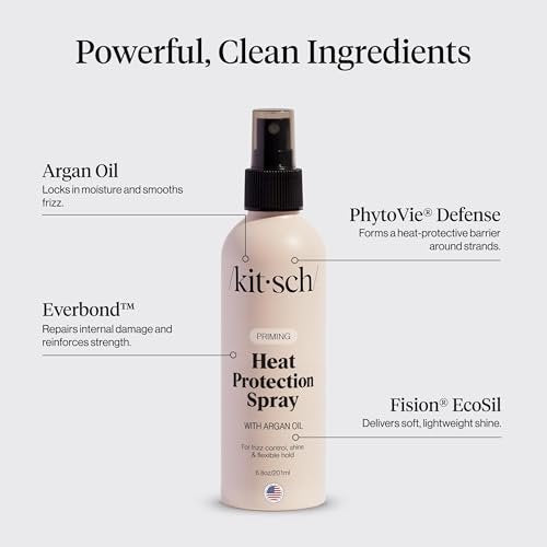 Kitsch Heat Protection Spray for Hair – Argan Oil Heat Protectant for Frizz Control, Shine & Damage Protection – 6.8 oz Avelisse