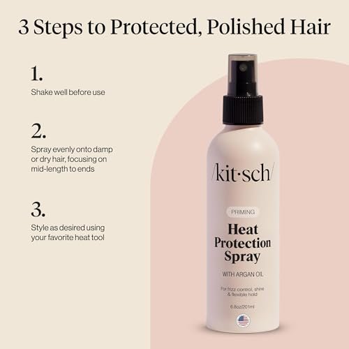 Kitsch Heat Protection Spray for Hair – Argan Oil Heat Protectant for Frizz Control, Shine & Damage Protection – 6.8 oz Avelisse