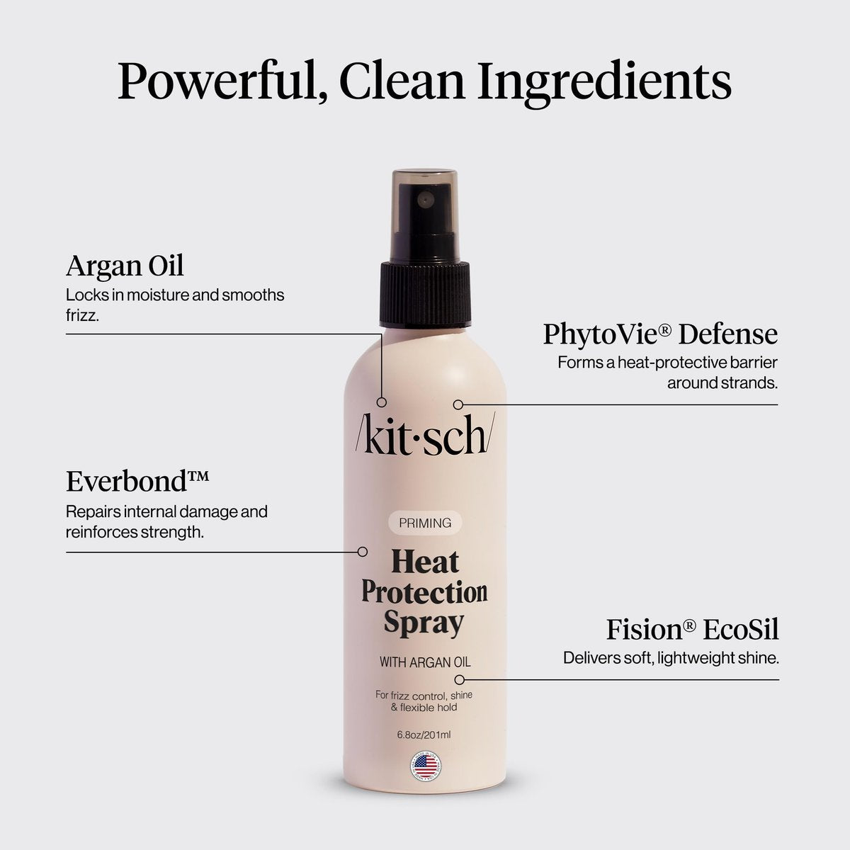 Kitsch Heat Protection Spray for Hair – Argan Oil Heat Protectant for Frizz Control, Shine & Damage Protection – 6.8 oz Avelisse