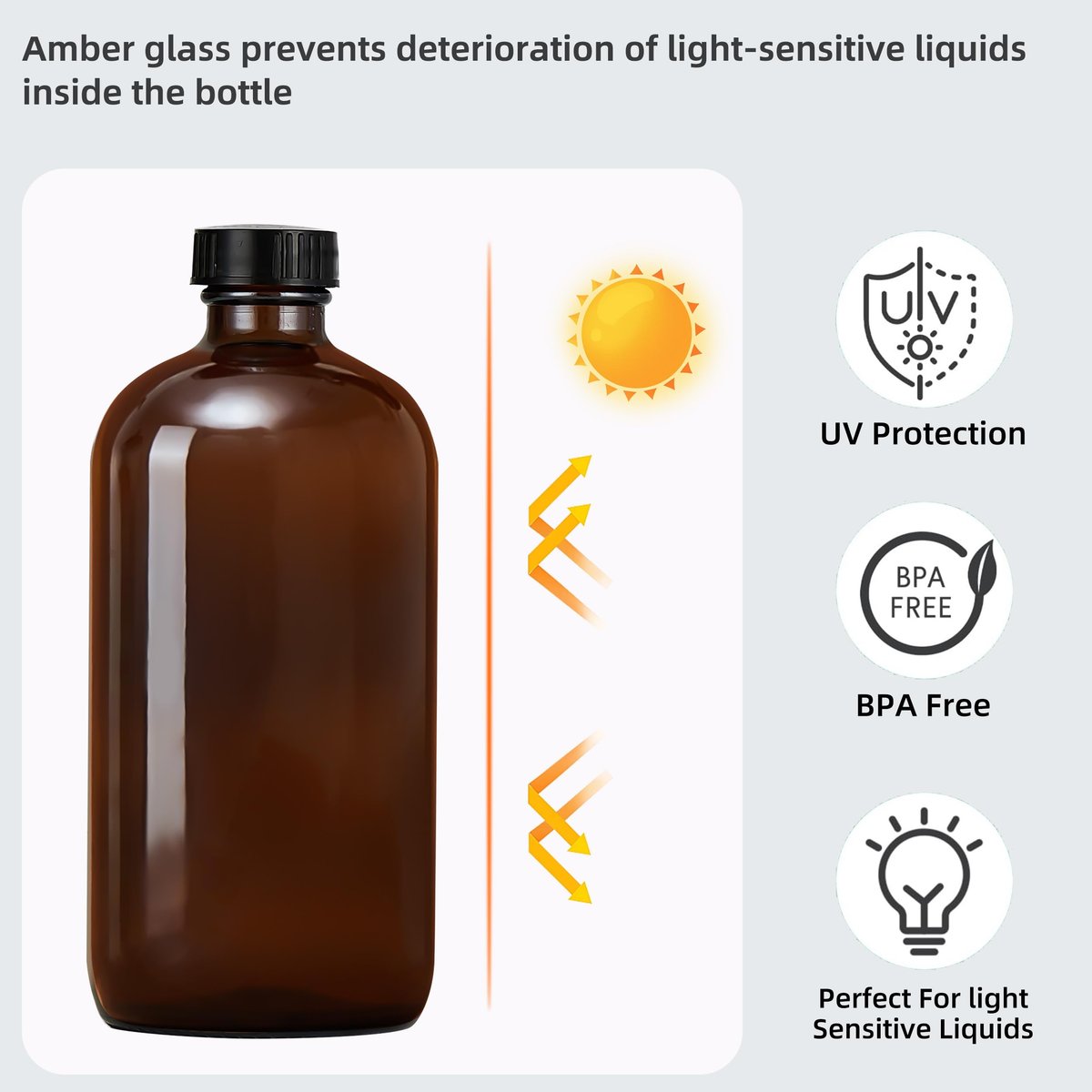 Bastelica Amber Glass Spray Bottles 16 oz – Refillable Empty Spray Bottle 2-Pack for Cleaning, Essential Oils, Plants & Hair - görsel 7