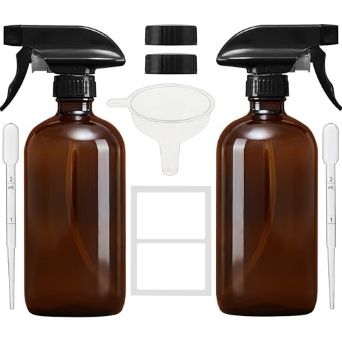 Bastelica Amber Glass Spray Bottles 16 oz – Refillable Empty Spray Bottle 2-Pack for Cleaning, Essential Oils, Plants & Hair - görsel 2