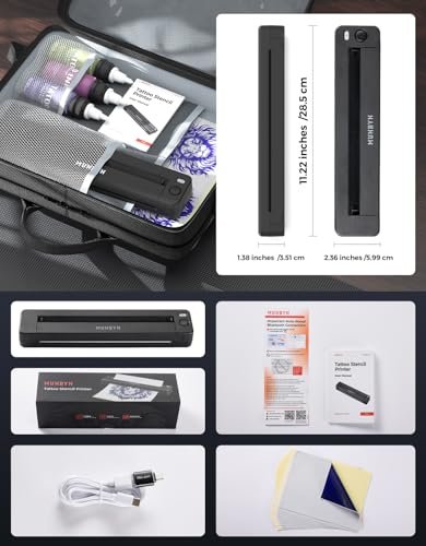 MUNBYN Tattoo Stencil Printer ITP06 - 300DPI Wireless Thermal Tattoo Printer with 20 Transfer Papers, Compatible with Smartphone & PC for Tattoo Artists & Beginners Avelisse