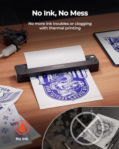 MUNBYN Tattoo Stencil Printer ITP06 - 300DPI Wireless Thermal Tattoo Printer with 20 Transfer Papers, Compatible with Smartphone & PC for Tattoo Artists & Beginners Avelisse