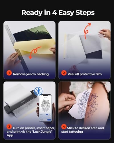 MUNBYN Tattoo Stencil Printer ITP06 - 300DPI Wireless Thermal Tattoo Printer with 20 Transfer Papers, Compatible with Smartphone & PC for Tattoo Artists & Beginners Avelisse