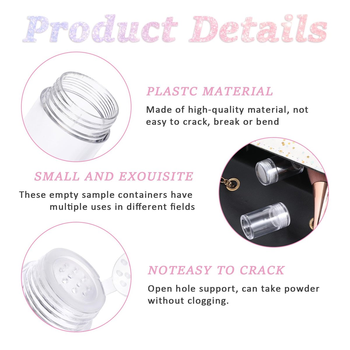 6 Pcs Clear Plastic Loose Powder Bottles with 12-Hole Sifter Lids - 10 ml Travel Size Containers for Glitter, Baby Powder, and More - görsel 9