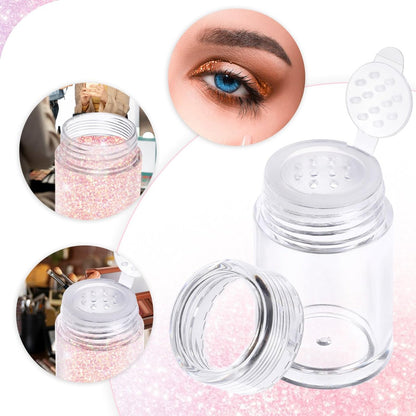 6 Pcs Clear Plastic Loose Powder Bottles with 12-Hole Sifter Lids - 10 ml Travel Size Containers for Glitter, Baby Powder, and More