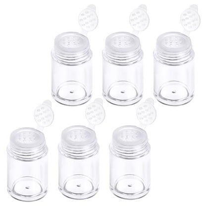 6 Pcs Clear Plastic Loose Powder Bottles with 12-Hole Sifter Lids - 10 ml Travel Size Containers for Glitter, Baby Powder, and More