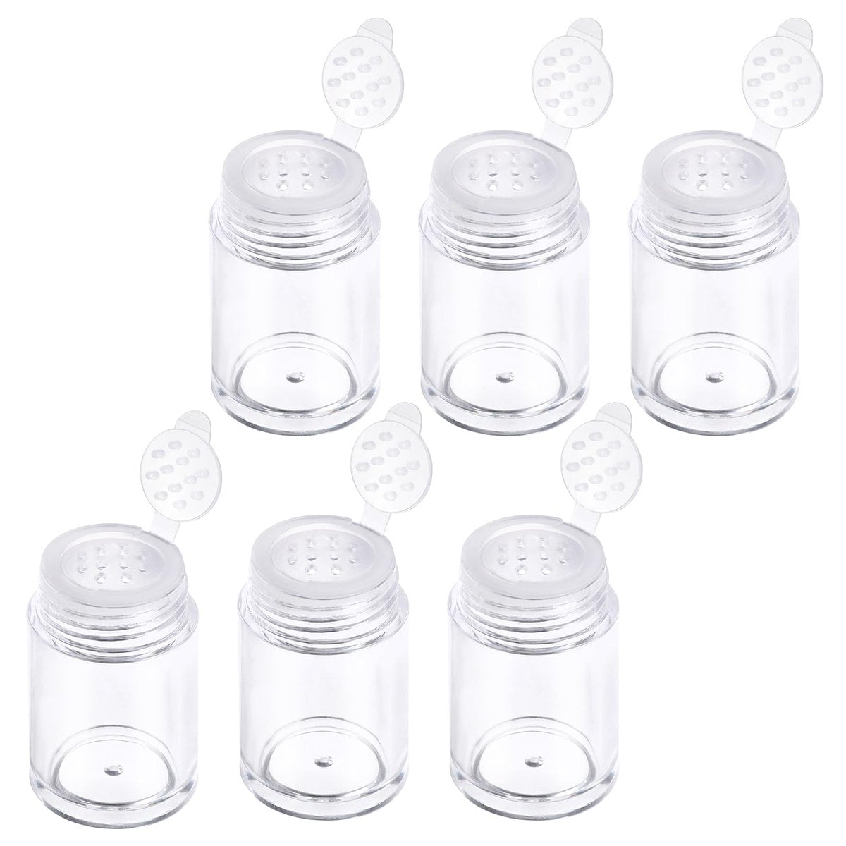 6 Pcs Clear Plastic Loose Powder Bottles with 12-Hole Sifter Lids - 10 ml Travel Size Containers for Glitter, Baby Powder, and More - görsel 1