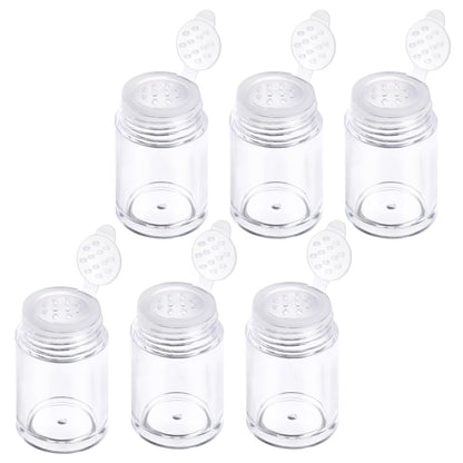 6 Pcs Clear Plastic Loose Powder Bottles with 12-Hole Sifter Lids - 10 ml Travel Size Containers for Glitter, Baby Powder, and More