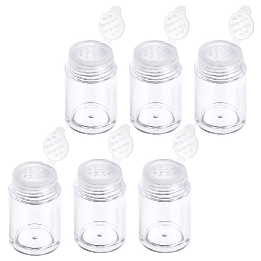 6 Pcs Clear Plastic Loose Powder Bottles with 12-Hole Sifter Lids - 10 ml Travel Size Containers for Glitter, Baby Powder, and More