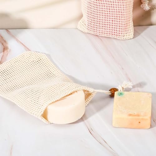 cobee 10 Pack Pure Cotton Soap Bag Set – Mesh Exfoliating Soap Saver Pouch for Shower, Foaming & Drying Soap Holder - görsel 12