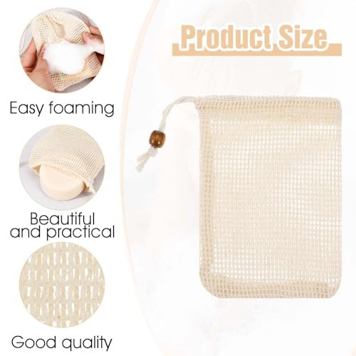 cobee 10 Pack Pure Cotton Soap Bag Set – Mesh Exfoliating Soap Saver Pouch for Shower, Foaming & Drying Soap Holder - görsel 10
