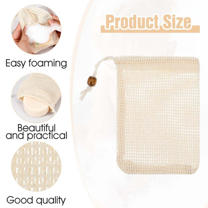 cobee 10 Pack Pure Cotton Soap Bag Set – Mesh Exfoliating Soap Saver Pouch for Shower, Foaming & Drying Soap Holder