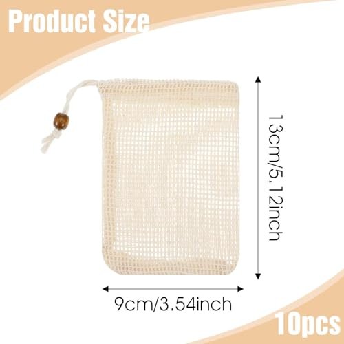 cobee 10 Pack Pure Cotton Soap Bag Set – Mesh Exfoliating Soap Saver Pouch for Shower, Foaming & Drying Soap Holder - görsel 4