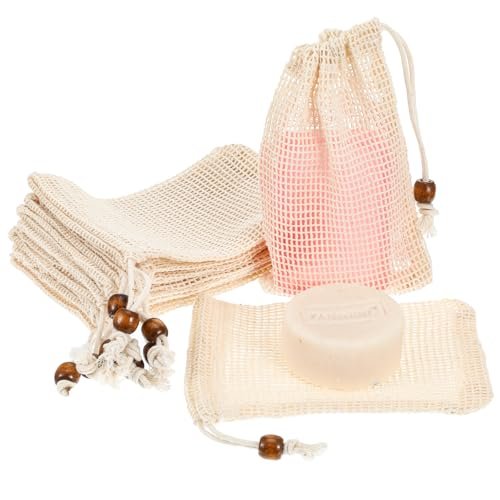 cobee 10 Pack Pure Cotton Soap Bag Set – Mesh Exfoliating Soap Saver Pouch for Shower, Foaming & Drying Soap Holder - görsel 2