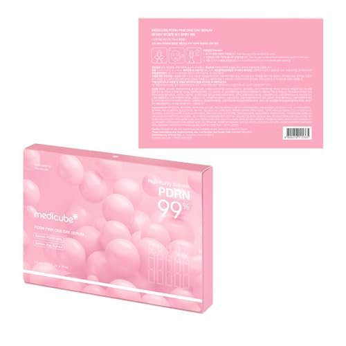 Medicube Salmon DNA PDRN Pink One Day Serum – 99% Salmon DNA Intensive Ampoule with Collagen, Glutathione, Hyaluronic Acid for Radiant Skin | 0.05 fl.oz x 10 Avelisse