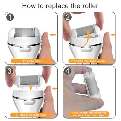 BOXOB 6-Piece Replacement Roller Refill Heads for Pedicure Foot File – Extra Coarse, Regular Coarse & Fine Coarse Quartz Rollers for Electric Dead Skin Remover