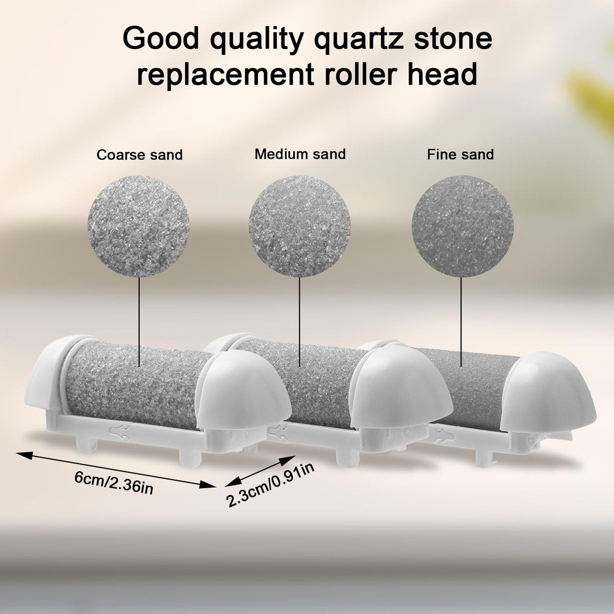 BOXOB 6-Piece Replacement Roller Refill Heads for Pedicure Foot File – Extra Coarse, Regular Coarse & Fine Coarse Quartz Rollers for Electric Dead Skin Remover - görsel 3