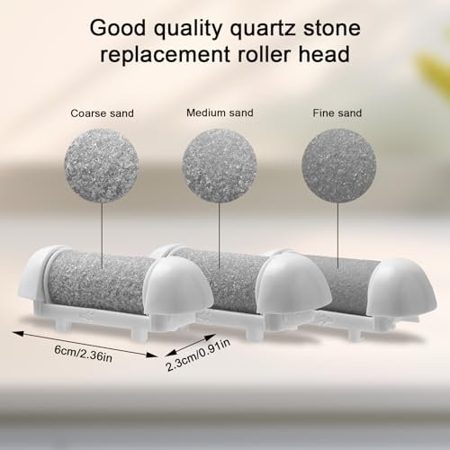 BOXOB 6-Piece Replacement Roller Refill Heads for Pedicure Foot File – Extra Coarse, Regular Coarse & Fine Coarse Quartz Rollers for Electric Dead Skin Remover - görsel 4