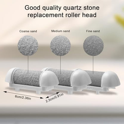 BOXOB 6-Piece Replacement Roller Refill Heads for Pedicure Foot File – Extra Coarse, Regular Coarse & Fine Coarse Quartz Rollers for Electric Dead Skin Remover