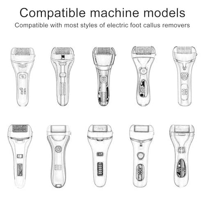 BOXOB 6-Piece Replacement Roller Refill Heads for Pedicure Foot File – Extra Coarse, Regular Coarse & Fine Coarse Quartz Rollers for Electric Dead Skin Remover