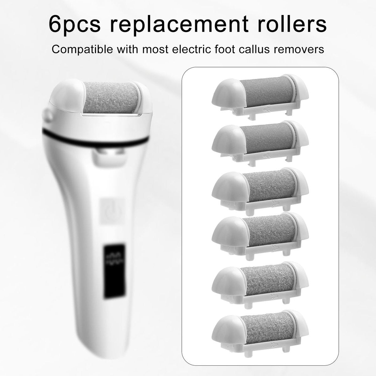 BOXOB 6-Piece Replacement Roller Refill Heads for Pedicure Foot File – Extra Coarse, Regular Coarse & Fine Coarse Quartz Rollers for Electric Dead Skin Remover - görsel 11