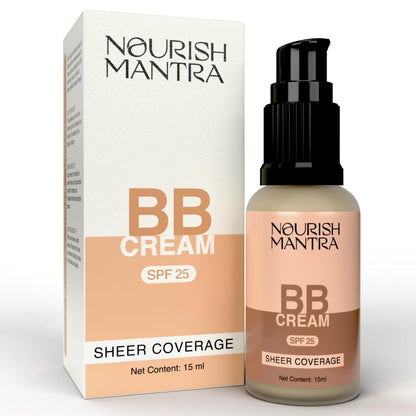 Nourish Mantra BB Cream with SPF 25 - No-Makeup Makeup Look, Enriched with Niacinamide & Aloe Vera, Suits All Skin Types, 15 ml