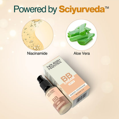 Nourish Mantra BB Cream with SPF 25 - No-Makeup Makeup Look, Enriched with Niacinamide & Aloe Vera, Suits All Skin Types, 15 ml