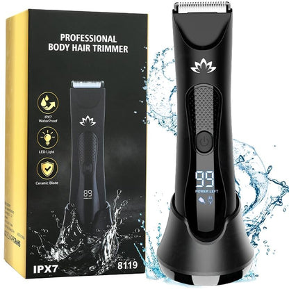 Suttik Men's Body & Pubic Hair Trimmer – Electric Groin & Ball Trimmer for Smooth Wet/Dry Shaving with LED Light