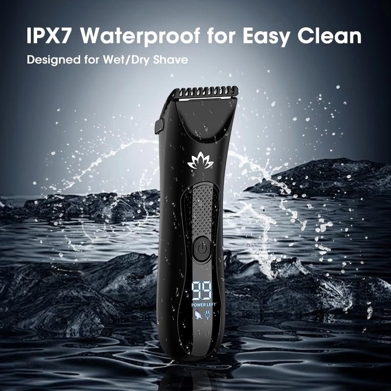 Suttik Men's Body & Pubic Hair Trimmer – Electric Groin & Ball Trimmer for Smooth Wet/Dry Shaving with LED Light - görsel 7