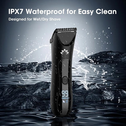 Suttik Men's Body & Pubic Hair Trimmer – Electric Groin & Ball Trimmer for Smooth Wet/Dry Shaving with LED Light