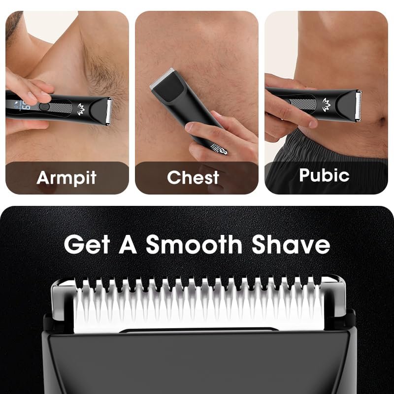 Suttik Men's Body & Pubic Hair Trimmer – Electric Groin & Ball Trimmer for Smooth Wet/Dry Shaving with LED Light - görsel 3