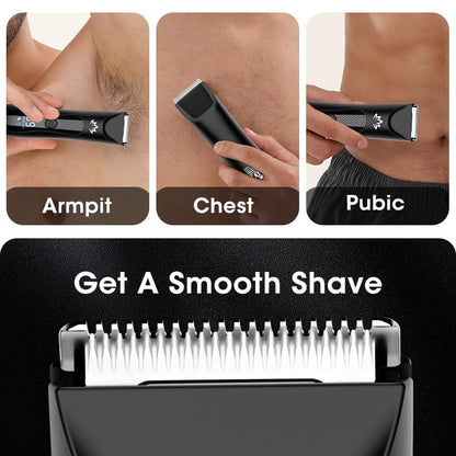 Suttik Men's Body & Pubic Hair Trimmer – Electric Groin & Ball Trimmer for Smooth Wet/Dry Shaving with LED Light