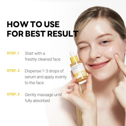 ROUND LAB Vita Niacinamide Dark Spot Serum 1.01 Fl Oz - Radiance-Boosting Korean Face Serum with Vitamin C for Uneven Skin Tone & Clarity Avelisse