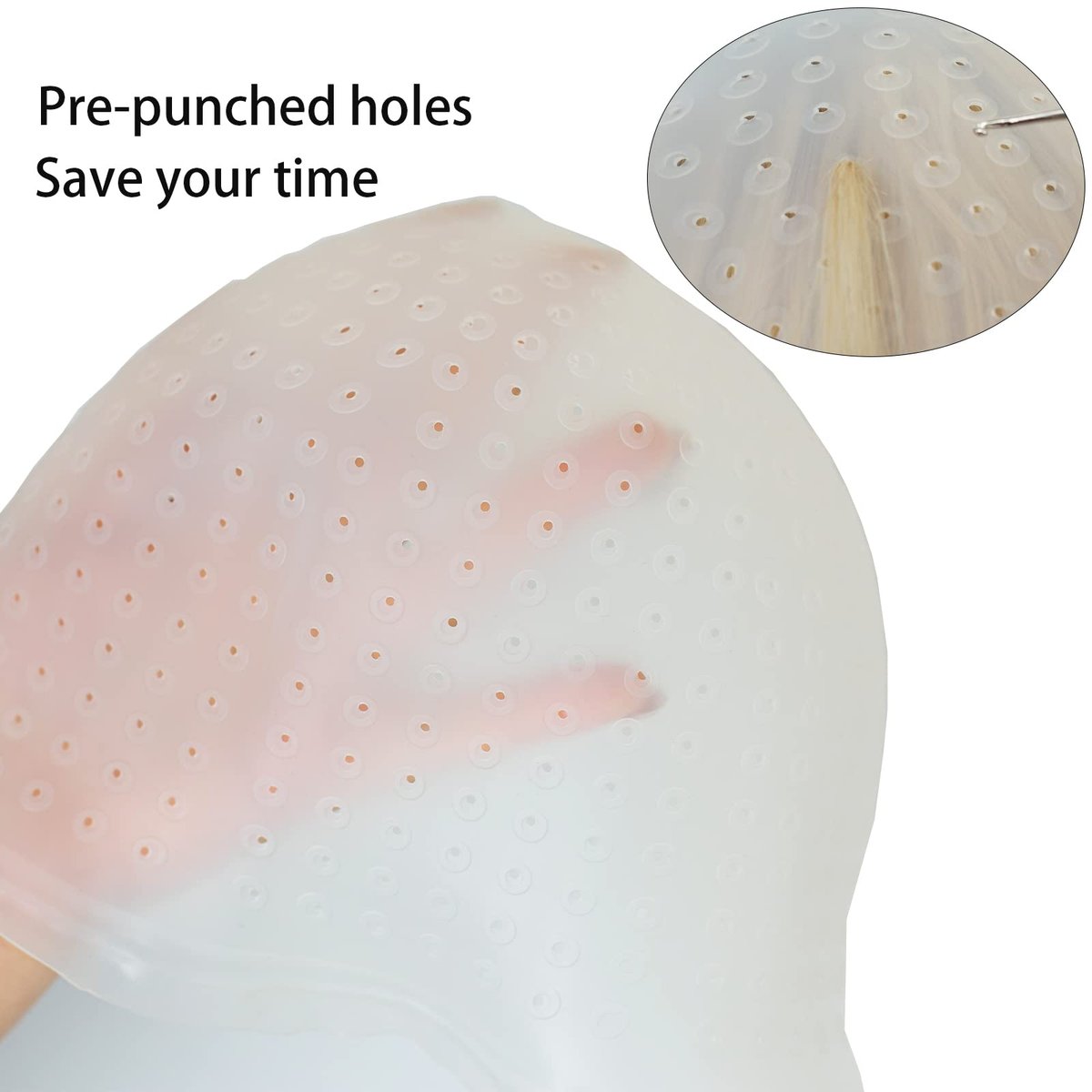 Pre-Punched Silicone Highlight Cap with Hook – Reusable Hair Coloring Cap for Professional Salon Dyeing at Home - görsel 3