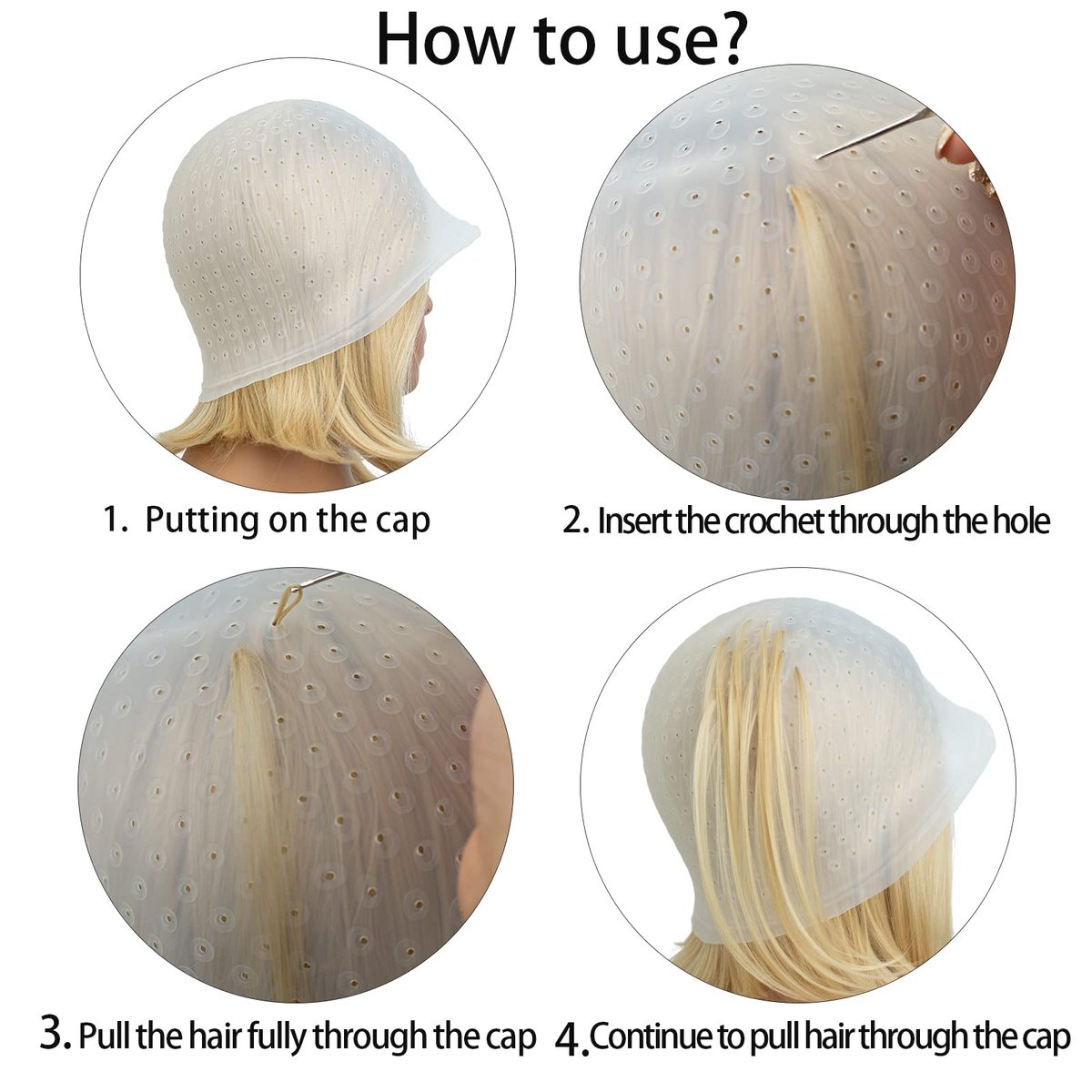 Pre-Punched Silicone Highlight Cap with Hook – Reusable Hair Coloring Cap for Professional Salon Dyeing at Home - görsel 9