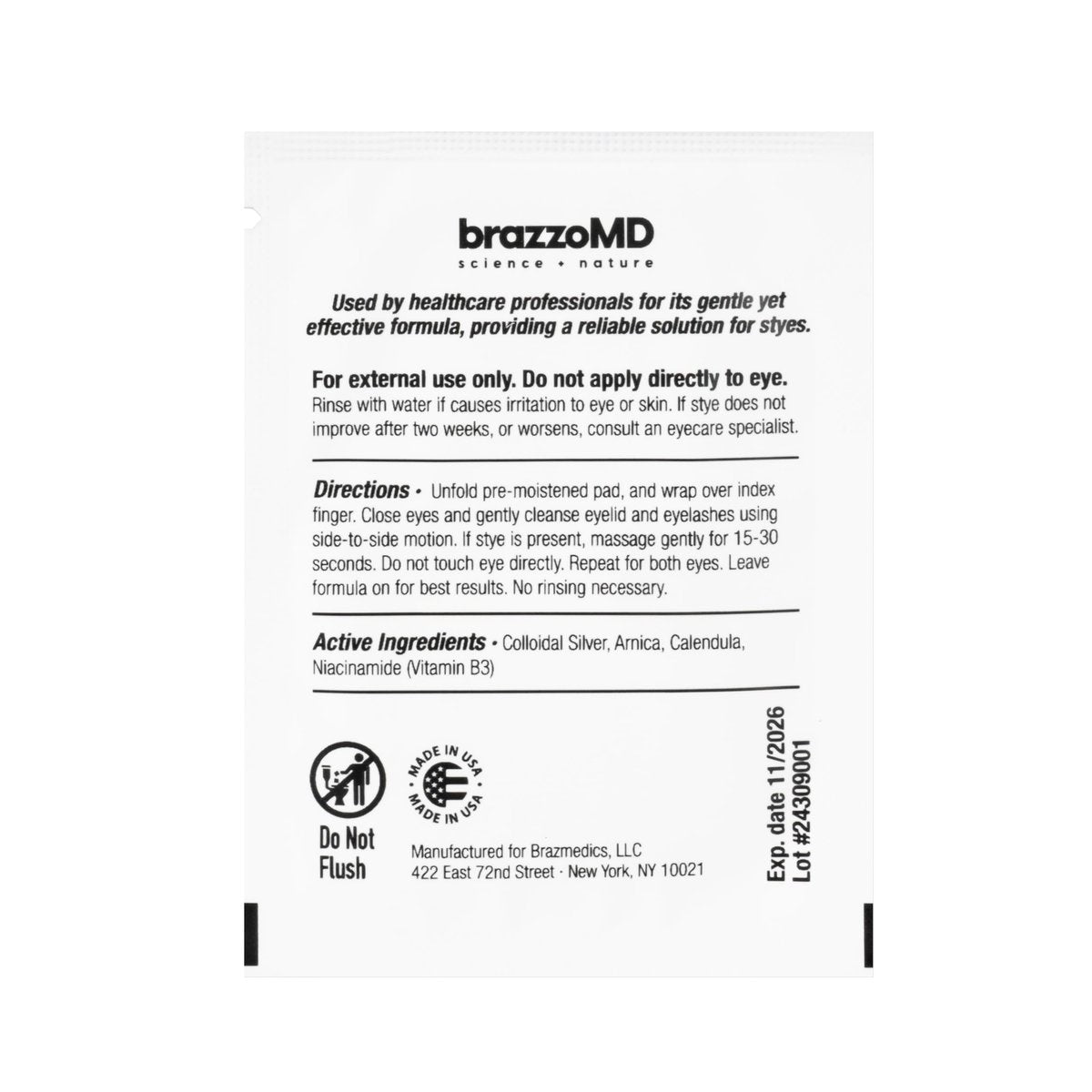 brazzoMD StyeRx Individual Eyelid and Lash Wipes for Stye Relief, Chalazions - Box of 60 Avelisse