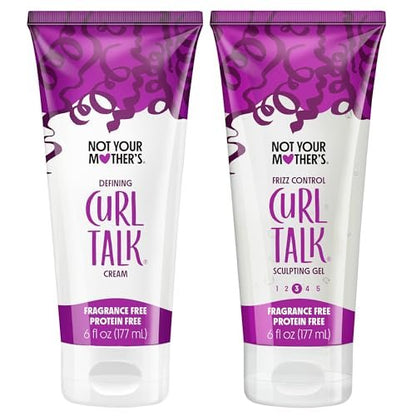 Not Your Mother's Curl Talk Fragrance-Free Sculpting Gel & Defining Cream 2-Pack | Protein-Free for Sensitive Curls, 6 fl oz