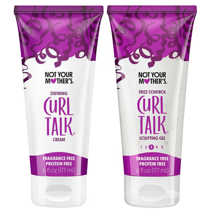 Not Your Mother's Curl Talk Fragrance-Free Sculpting Gel & Defining Cream 2-Pack | Protein-Free for Sensitive Curls, 6 fl oz