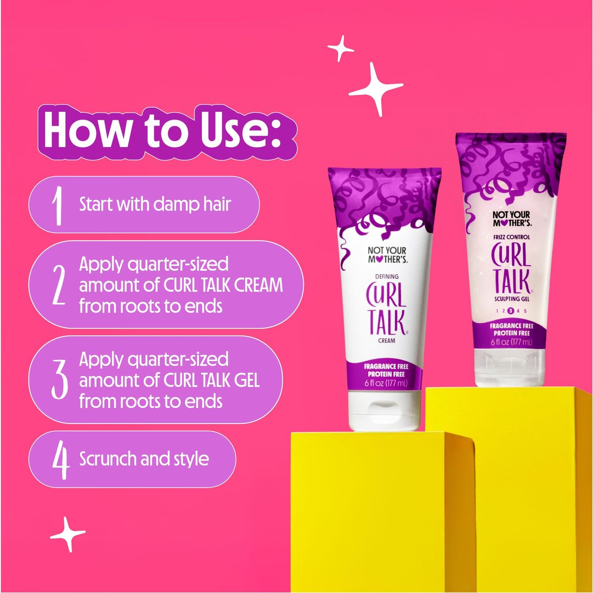 Not Your Mother's Curl Talk Fragrance-Free Sculpting Gel & Defining Cream 2-Pack | Protein-Free for Sensitive Curls, 6 fl oz - görsel 15