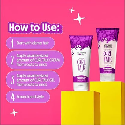 Not Your Mother's Curl Talk Fragrance-Free Sculpting Gel & Defining Cream 2-Pack | Protein-Free for Sensitive Curls, 6 fl oz