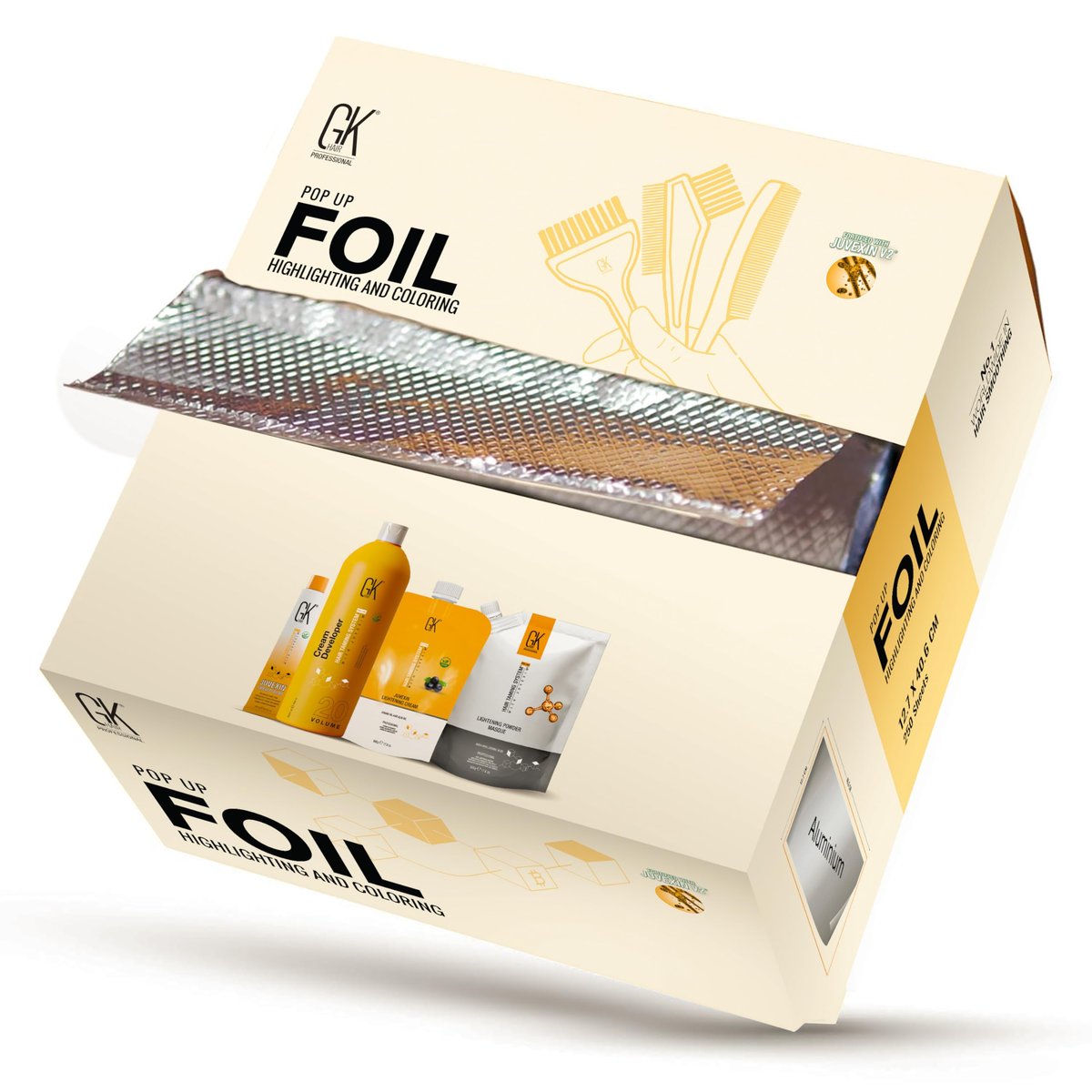 GK Hair Pop-up Foil with Box of 250 Sheets for Hair Coloring – Premium Silver Aluminum Foil for Hair Highlighting, Coloring, and Dyeing - görsel 1