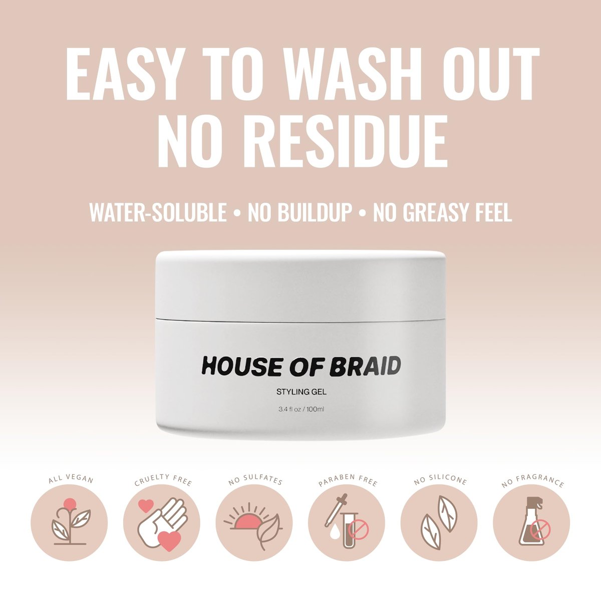 House Of Braid Hair Styling Gel - Extra Hold for Curly, Wavy, Slick Back, Edge Control, Braid Gel - Non Toxic, Frizz and Flake Free Hair Jam with All Natural Ingredients (3.4 Oz) Avelisse